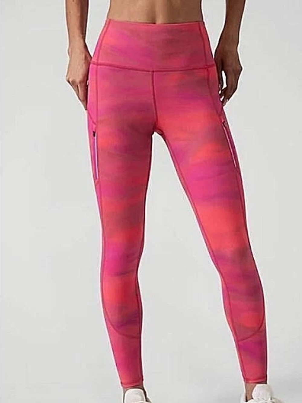 Womens Athleta Rainier Tight Pink and Orange color Brilliance Warm Size M